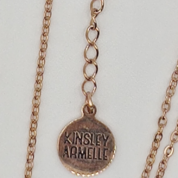 KINSLEY ARMELLE NWT GODDESS COLLECTION ROSE GOLD LAUREL LEAF DROP NECKLACE 18" - Picture 4 of 5